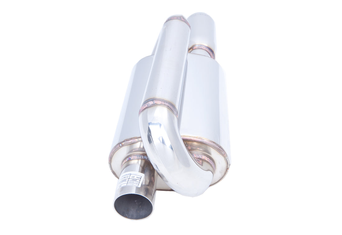 2.25 Inch Oval Twin Loop Muffler Right Inlet