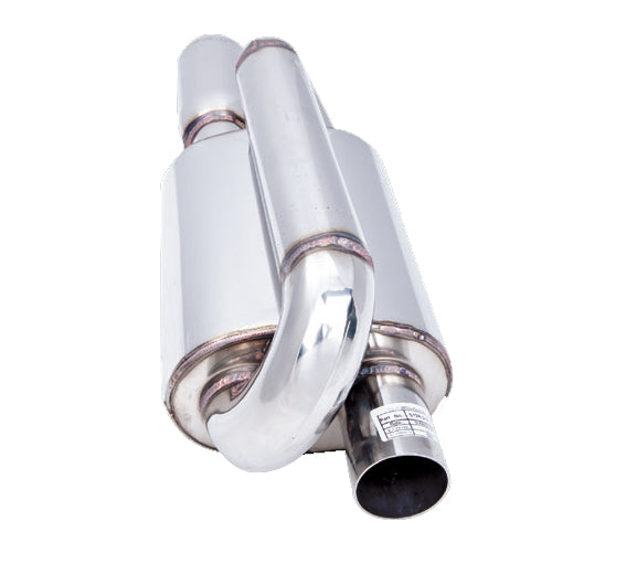 2.25 Inch Oval Twin Loop Muffler Left Inlet
