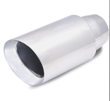 4 Inch Double Wall Round Angle Cut Tip 2.5 Inch Expandable Inlet