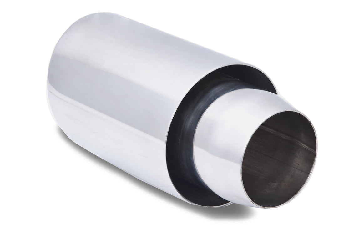 4 Inch Double Wall Round Angle Cut Tip 2.5 Inch Expandable Inlet