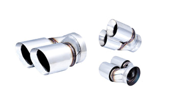 Twin 3.5" Round Angle Cut Tip with 3" Inlet