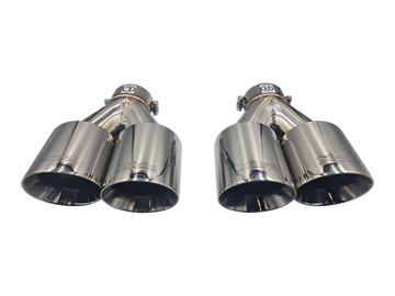 Twin 4Inch Round Angle Cut Tip with 2.25Inch Inlet