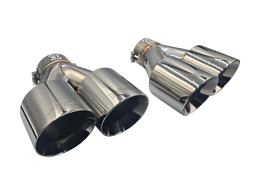 Twin 4Inch Round Angle Cut Tip with 2.25Inch Inlet