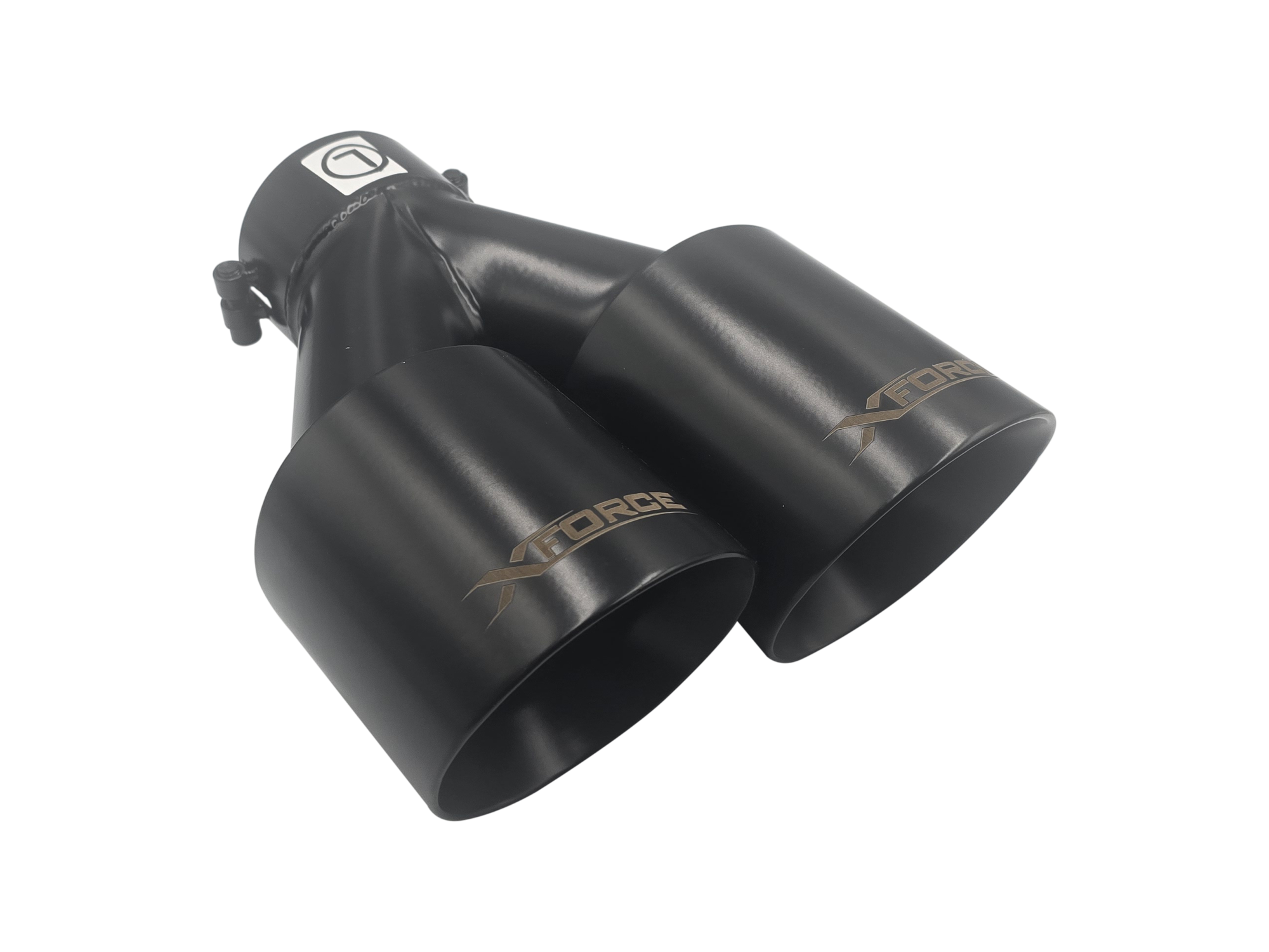 Twin 4Inch Round Matte Black Angle Cut Tip with 3" Inlet for Left Hand Side