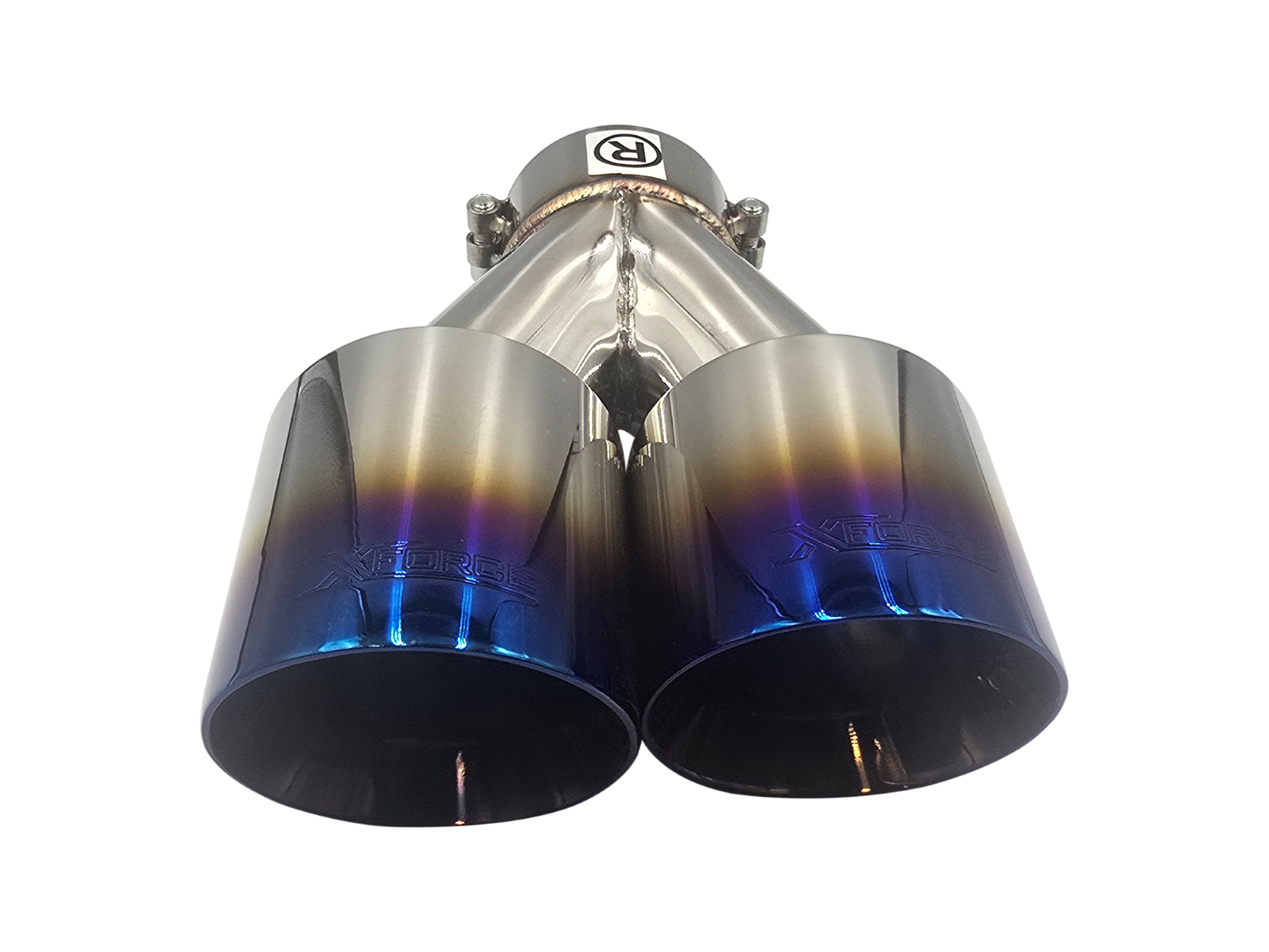 Twin Blue 4Inch Round Angle Cut Tip with 3" Inlet for Left Hand Side