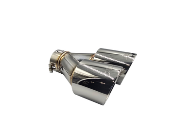 Twin 4Inch Round Angle Cut Tip with 2.5" Inlet for Left Hand Side