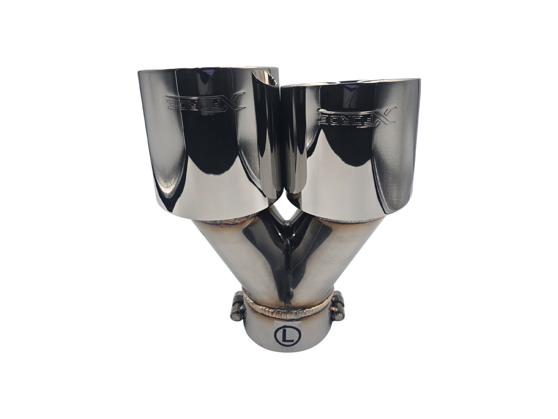 Twin 4Inch Round Angle Cut Tip with 3" Inlet for Left Hand Side