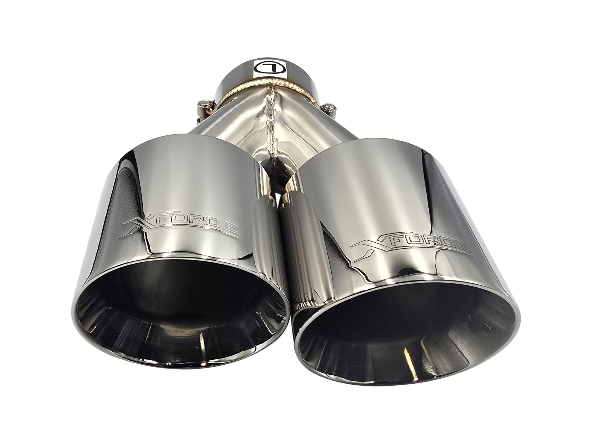 Twin 4Inch Round Angle Cut Tip with 3" Inlet for Left Hand Side