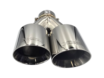 Twin 4Inch Round Angle Cut Tip with 3" Inlet for Left Hand Side