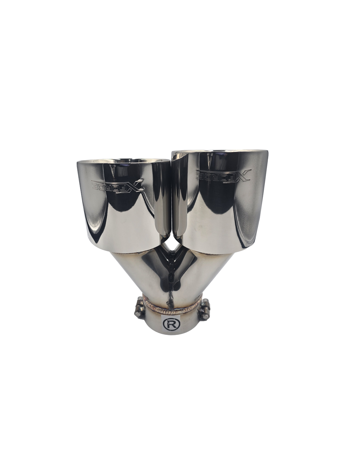 Twin 4Inch Round Angle Cut Tip with 3" Inlet for Right Hand Side