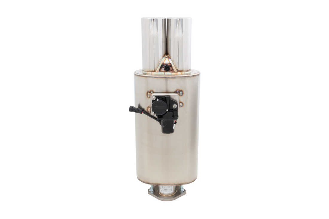 2.5 Inch Oval Varex Valved Muffler with 4 Inch Twin Tips