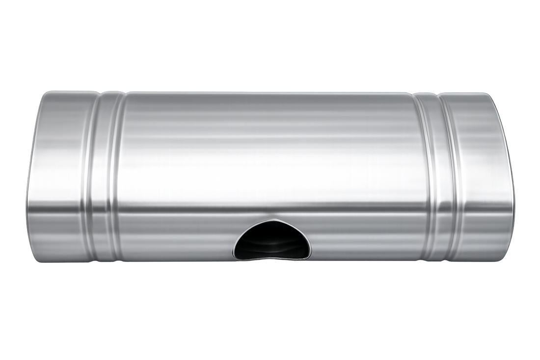 EAST WEST 2.5" Inlet muffler twin 2.25" outlet 304 Stainless Steel