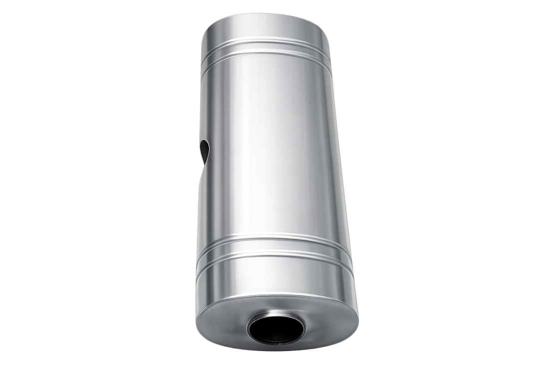 EAST WEST 2.25" Inlet muffler twin 2" outlet 304 Stainless Steel
